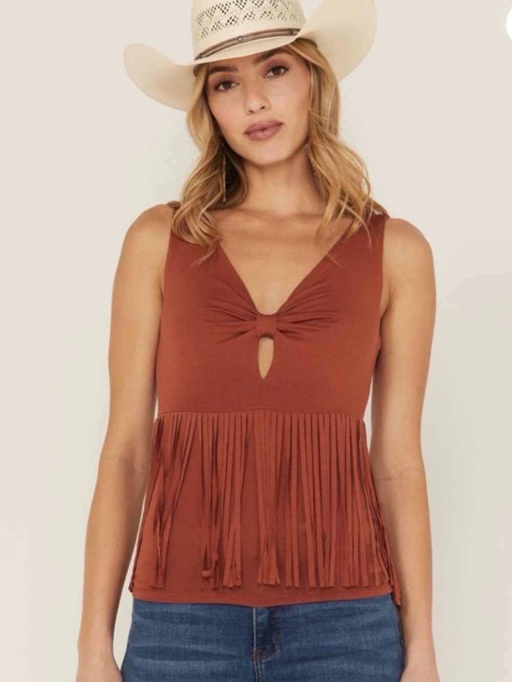 Idyllwind Rust Fringe Tank Top